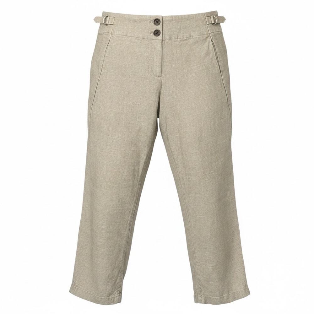 Sundance Linen Rayon Blend 8 Petite Cropped Tan Pants Neutral Minimalist